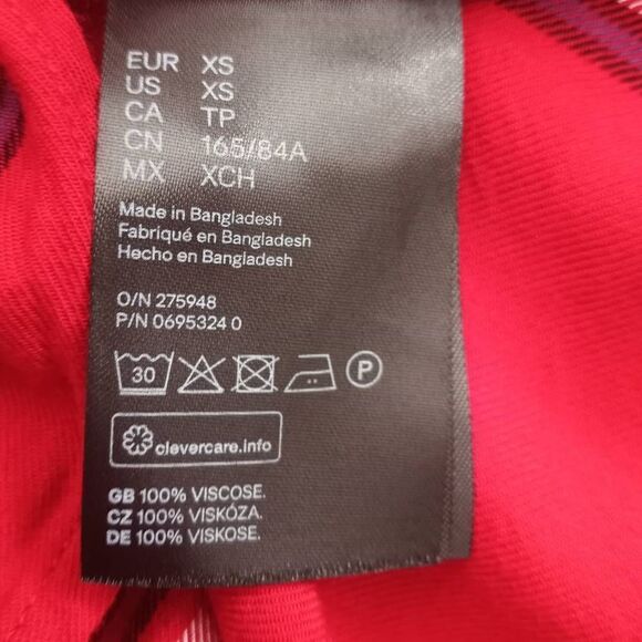 H&M RED PLAID BUTTON DOWN SHIRT SZ.XS EUC - Picture 5 of 6